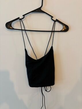 SHEIN Black Backless Tie Tank